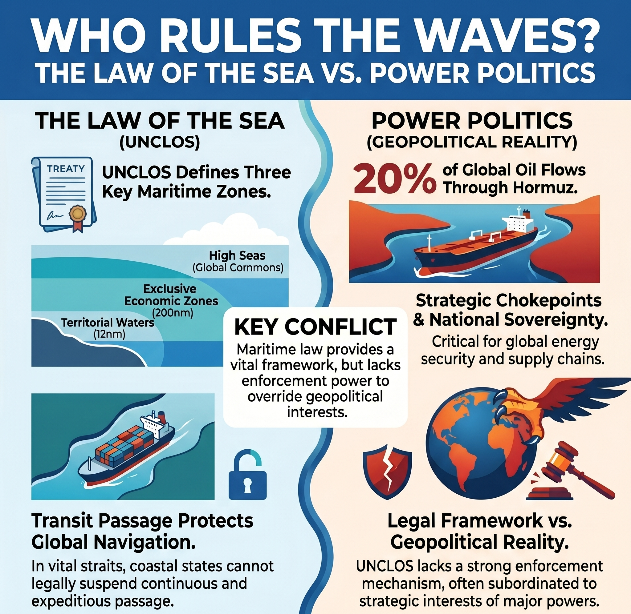 What rules govern international waters?